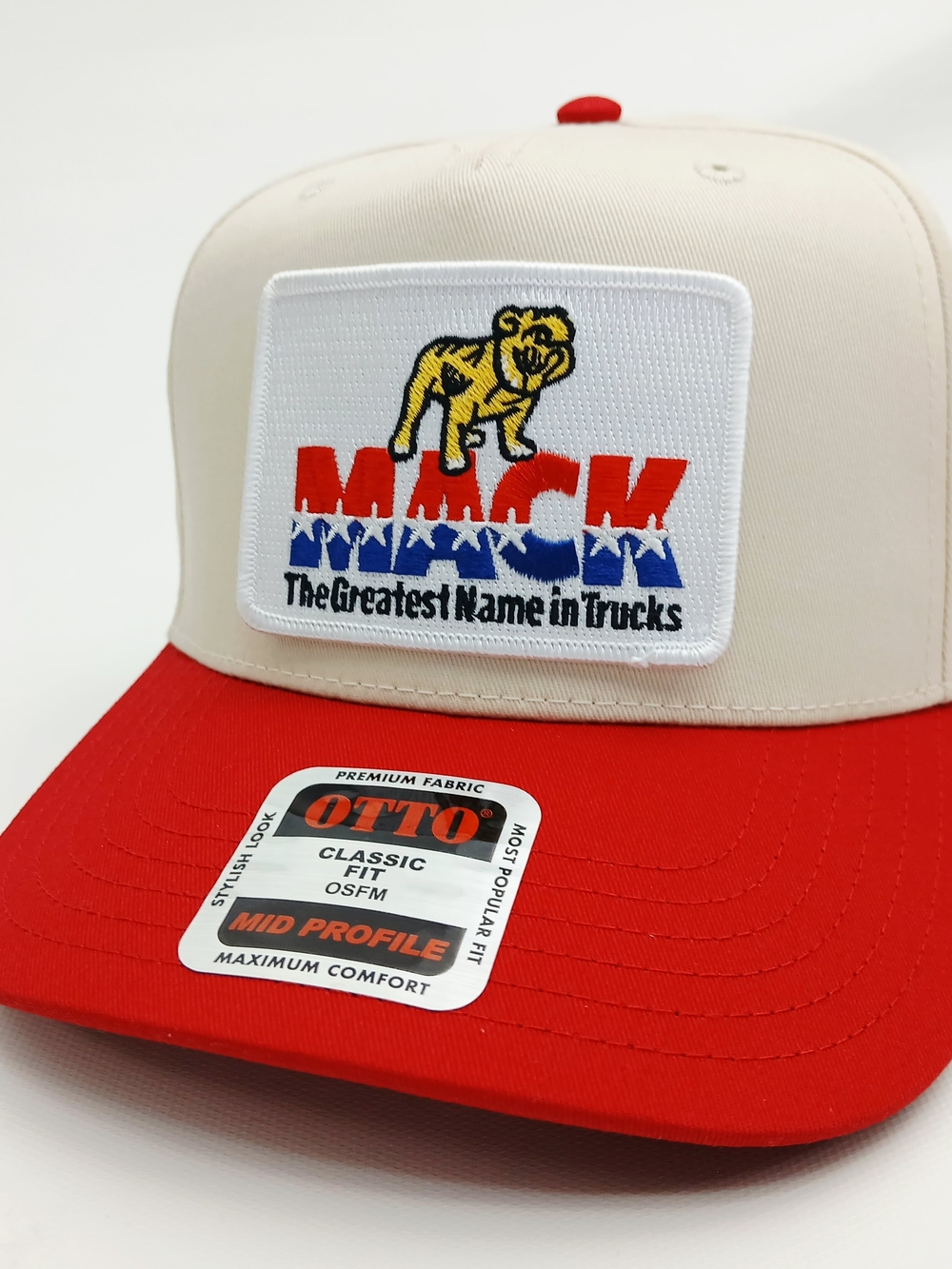 OTTO Two-Tone Red and Cream Mack Patch Trucker Hat